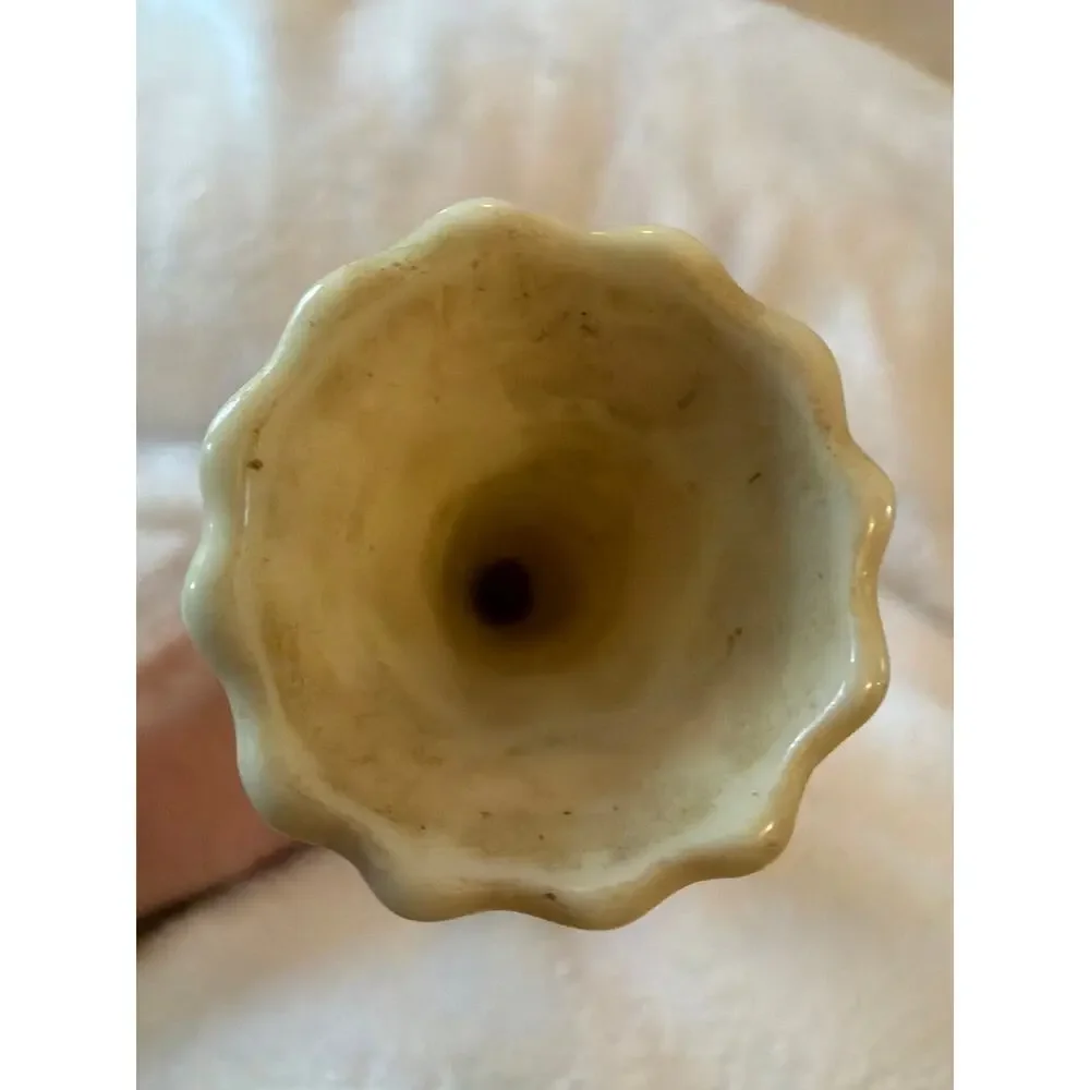 Vintage Lenox Cream Bud Vase USA Porcelain Embossed Floral Trumpet 10.75